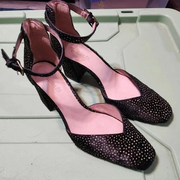 Madewell the Dove Sandal in Metallic Dot Calf Half Block High Heel Women's 10 - Picture 8 of 14